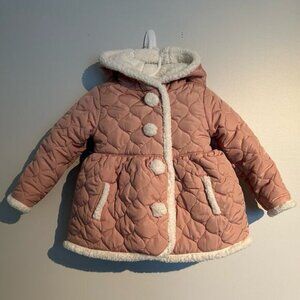 Tahari Quilted Hooded Sherpa-Lined Jacket – Pink/White – Toddler 24 Months